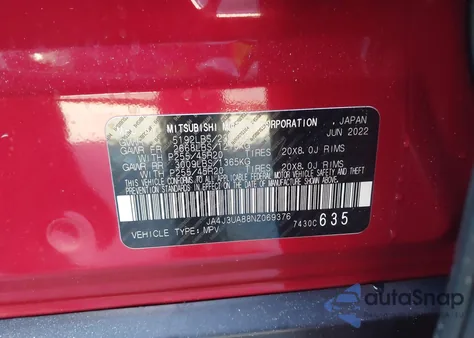 2022 Mitsubishi Outlander Black Edition 2Wd/Se 2.5 2Wd/Se Launch Edition 2Wd from USA, damaged, VIN JA4J3UA88NZ069376